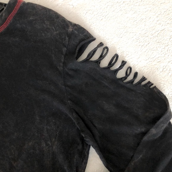 New Destructed Crop mineral washed Long sleeve Jersey T-shirt! Medium! Made USA! - Picture 6 of 10